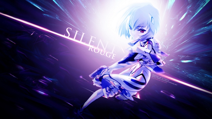 Rei Ayanami from Neon Genesis Evangelion with a gun