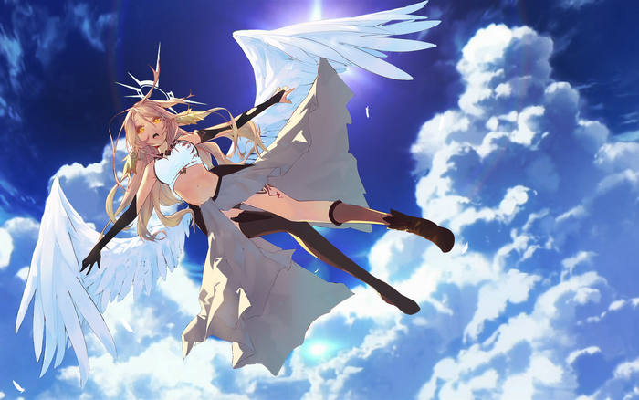 Jibril from No Game No Life flying in the sky