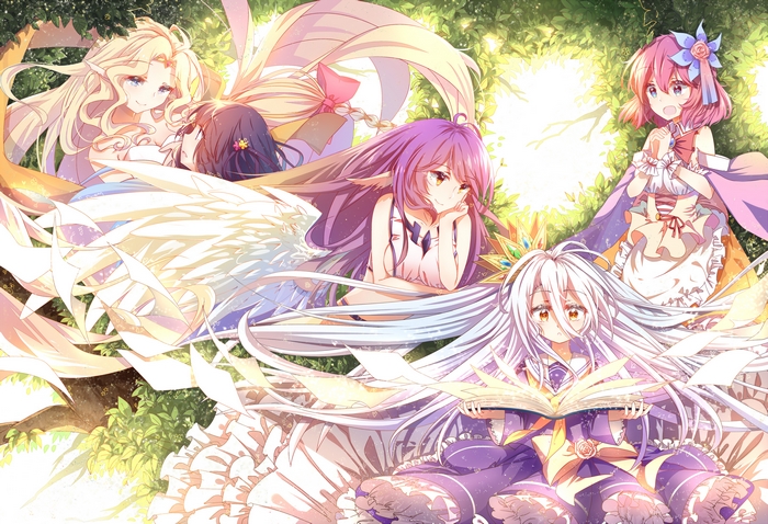 Five girls in a forest