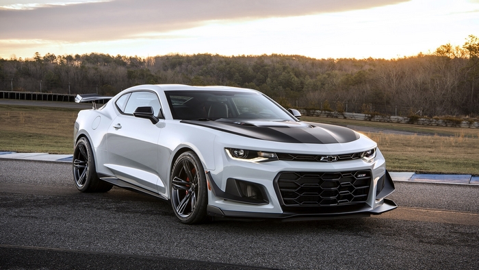 White Chevrolet Camaro ZL1 1LE on a Racetrack