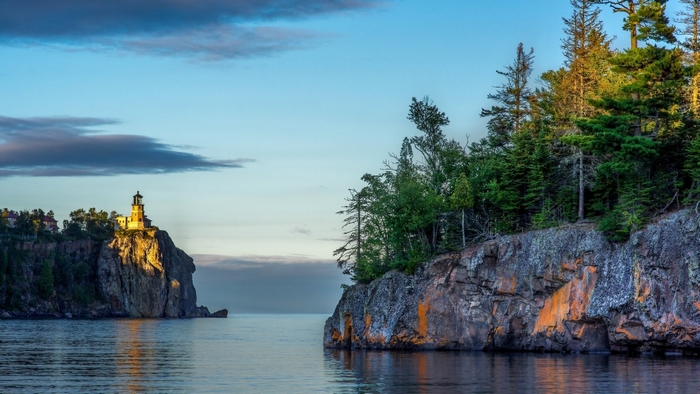 Lighthouse on Rocky Cliffs at Minnesota Lake