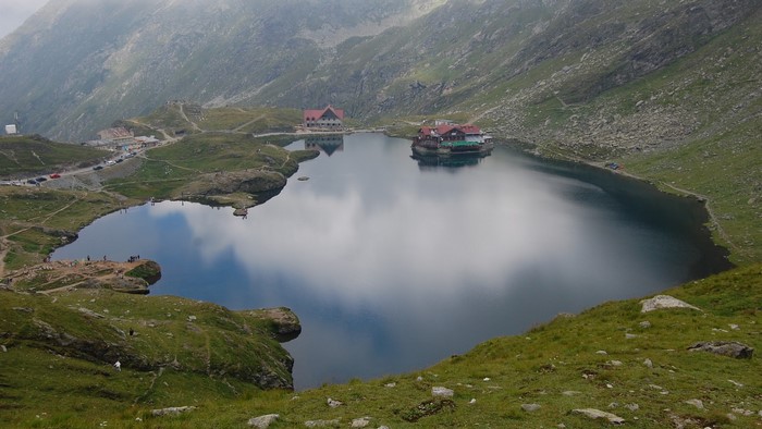 Balea Lake in the Fagaras Mountains, Romania