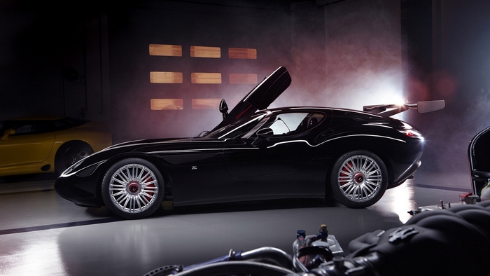 Black Maserati Zagato Mostro coupe with butterfly doors