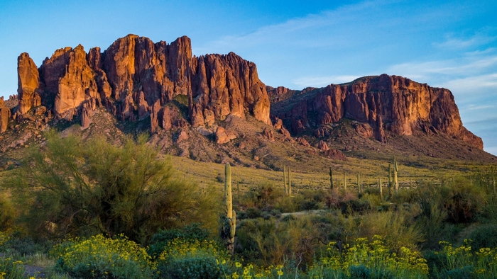 Superstition Mountains Desert Landscape at Sunset