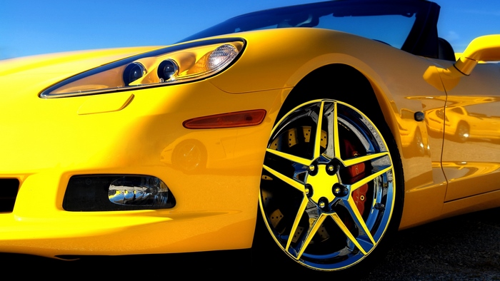 Yellow Chevrolet Corvette Convertible Sports Car