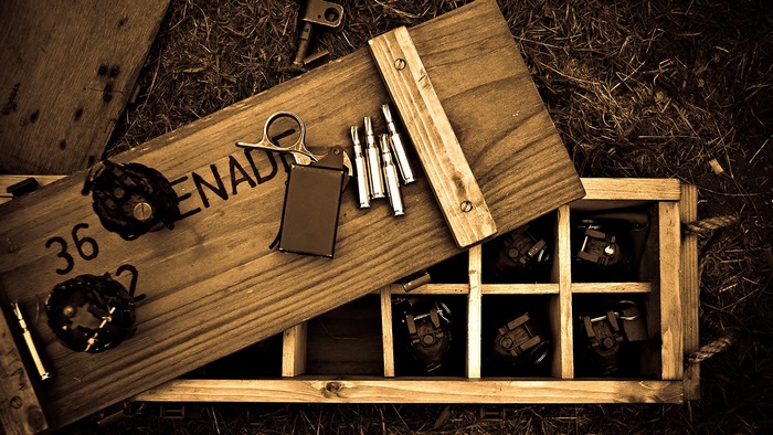Wooden Crate with Grenades and Bullets