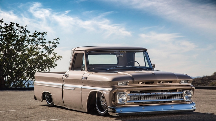 Lowered classic Chevrolet pickup truck