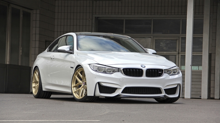 White BMW M4 with Gold Rims