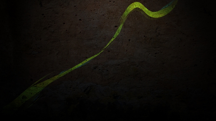 Abstract green wave on textured dark background