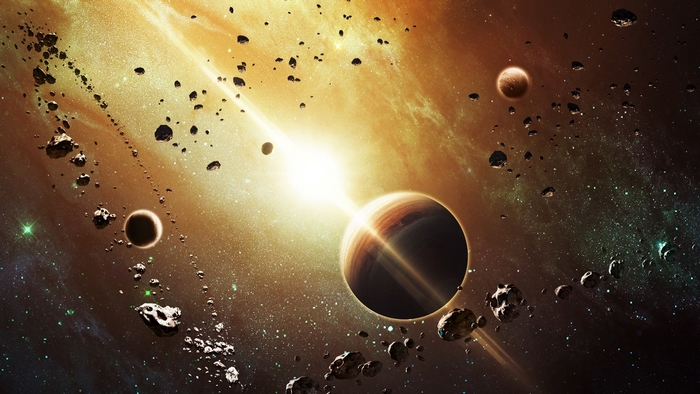 Planets and asteroids in a bright galaxy