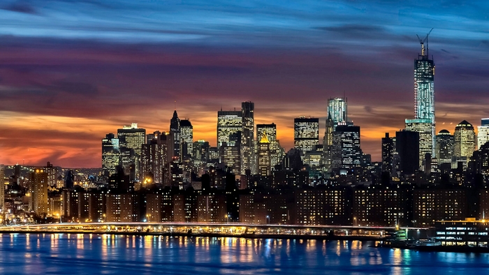 Manhattan New York City Skyline at Dusk