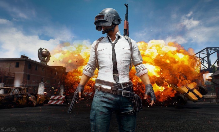PUBG Character with Exploding Background
