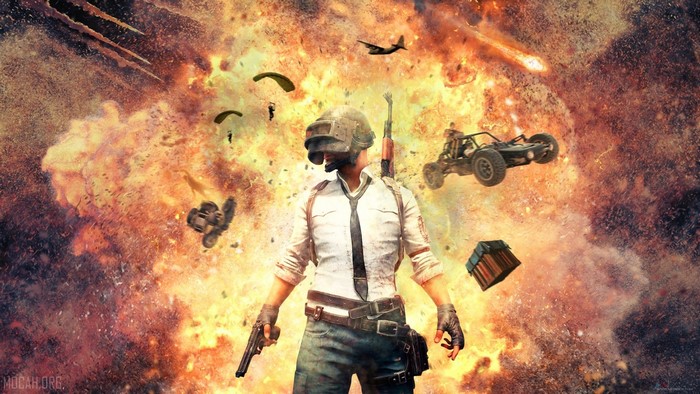 PUBG Character with Explosive Action Scene