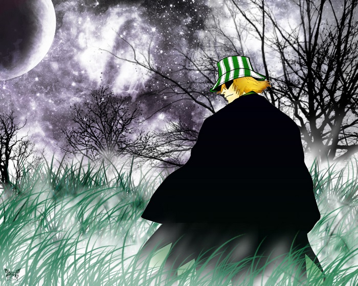 Kisuke Urahara from Bleach in a forest