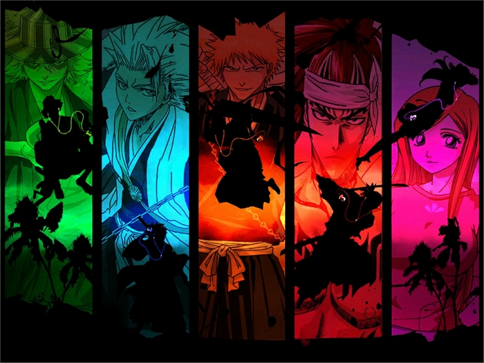 Bleach characters in colorful panels