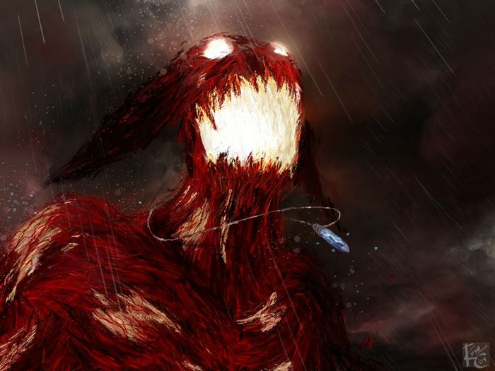 Kurama from Naruto in the rain