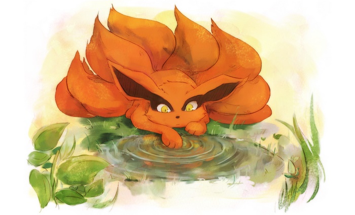 Kurama Relaxing by a Small Pond