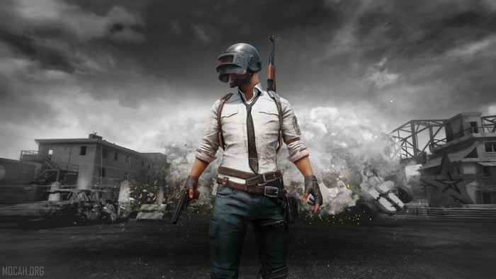 PUBG Character Amid Explosions