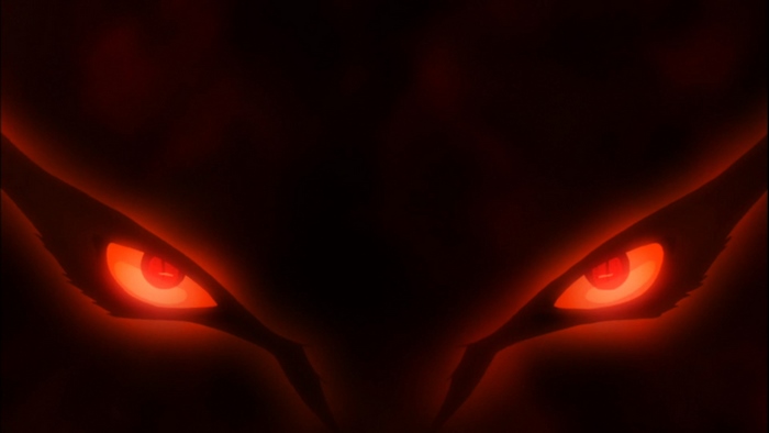 Glowing Red Eyes of Kurama from Naruto
