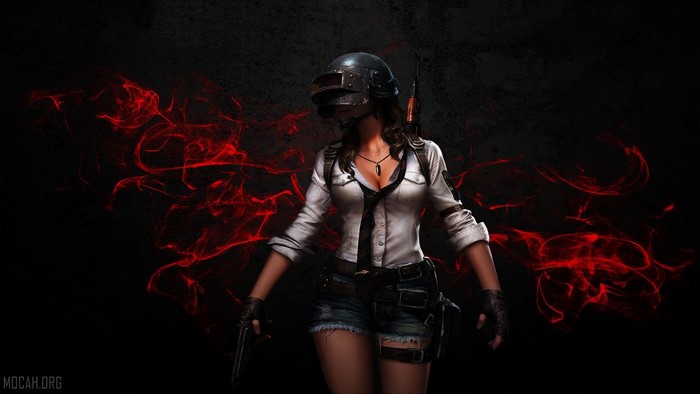 PUBG Female Character with Red Smoke