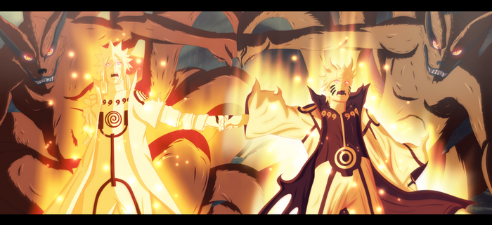 Kurama from Naruto Radiating Fiery Power