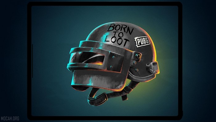 PUBG helmet "Born to Loot" artwork