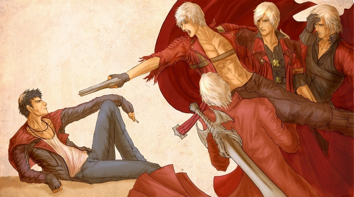 Dante from Devil May Cry with multiple versions