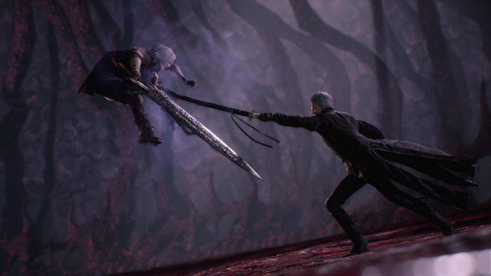 Dante and Vergil from Devil May Cry fighting