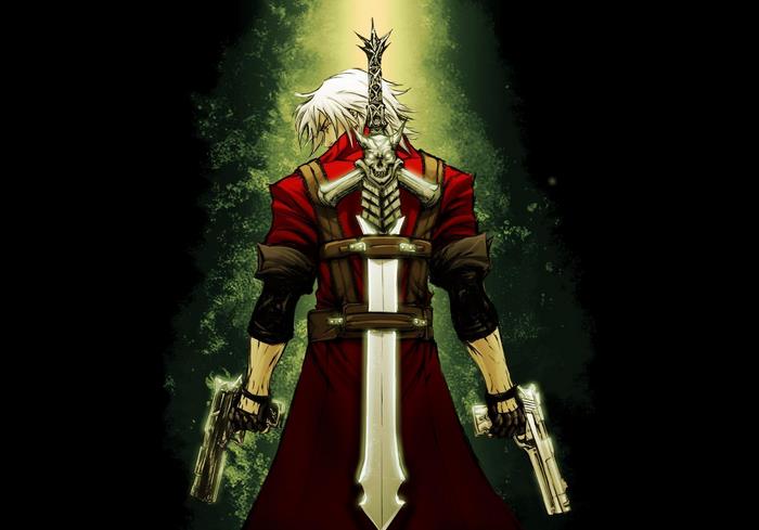 Dante from Devil May Cry with swords and guns