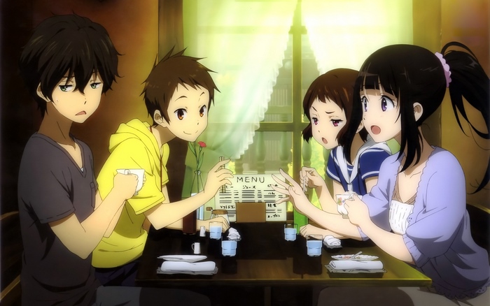 Hyouka Eru Chitanda and friends at a cafe