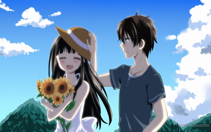 Eru Chitanda from Hyouka with Sunflowers