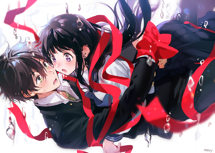Eru Chitanda and Houtarou Oreki from Hyouka