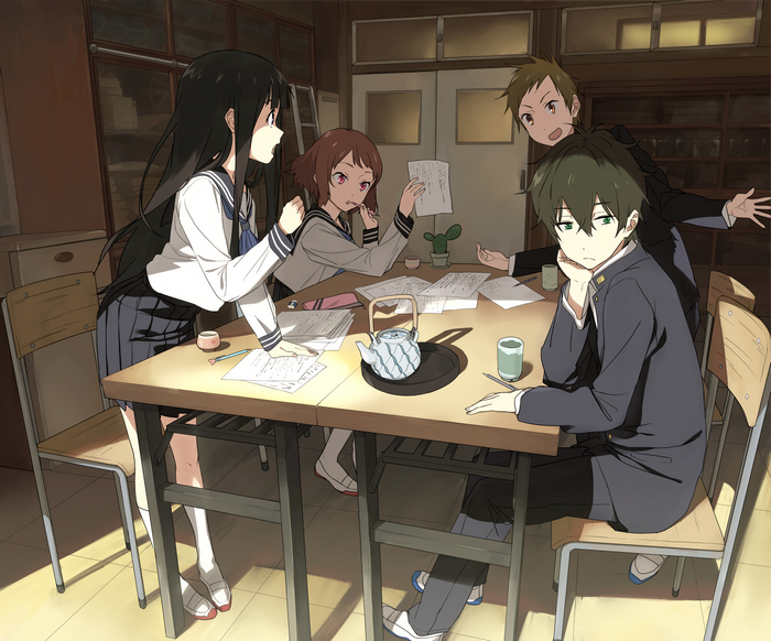 Hyouka: Eru Chitanda and friends studying
