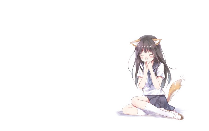 Anime girl with cat ears and tail