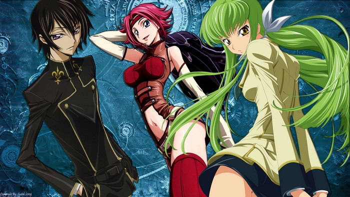 Lelouch, Kallen, and C.C. from Code Geass