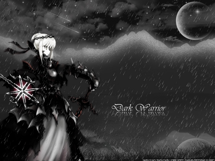 Saber Alter Dark Warrior in the Rain