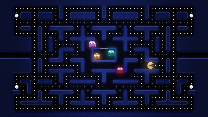 Pac-Man and Ghosts in Maze