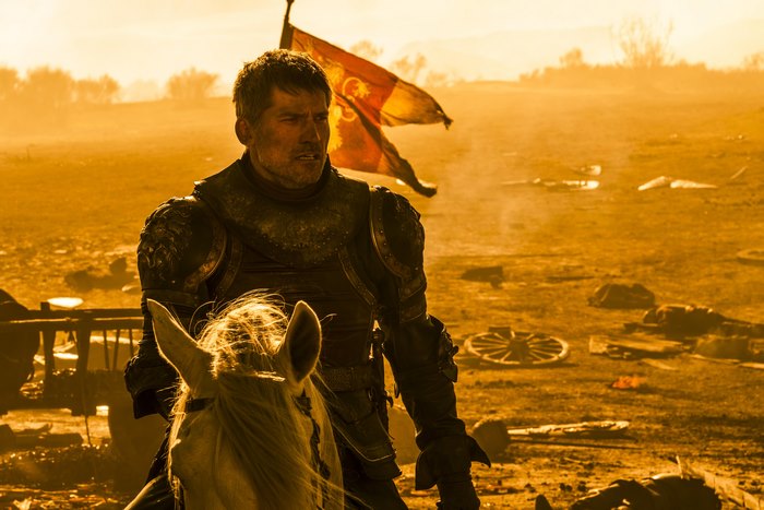 Jaime Lannister from Game of Thrones on horseback