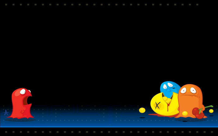 Pac-Man ghosts and cherry