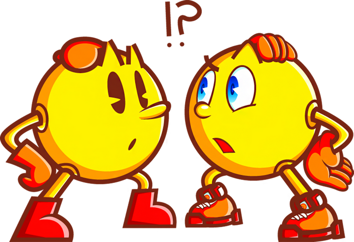 Pac-Man characters in a confrontation