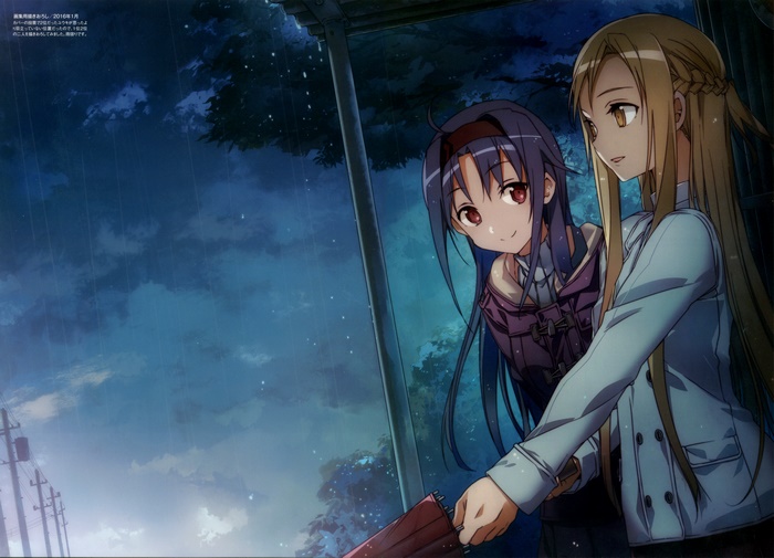 Yuuki Konno from Sword Art Online in the rain