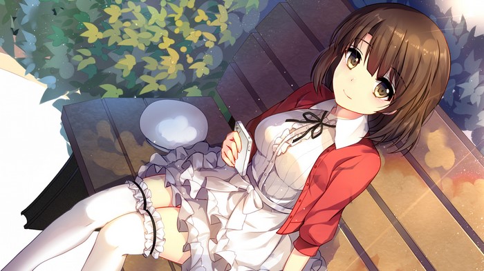 Megumi Katou sitting on a bench