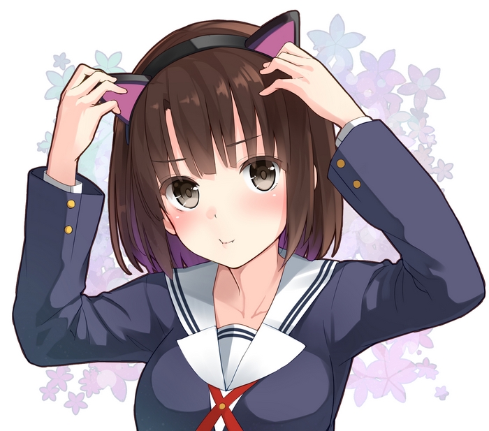 Megumi Katou wearing cat ears