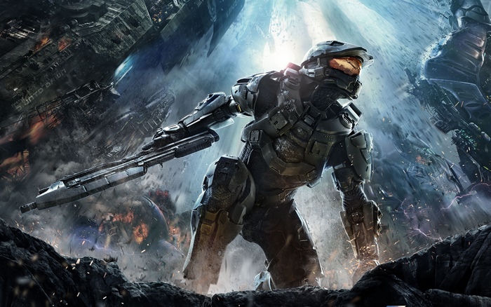 Master Chief in Futuristic Battle Scene