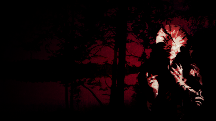 Hellboy in a dark forest