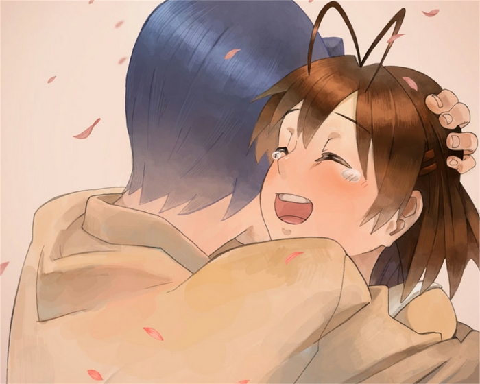 Tomoya Okazaki hugging another character