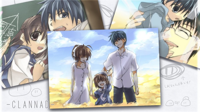 Tomoya Okazaki and family from CLANNAD