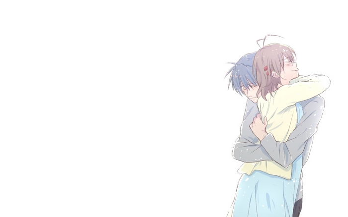 Tomoya Okazaki hugging a girl