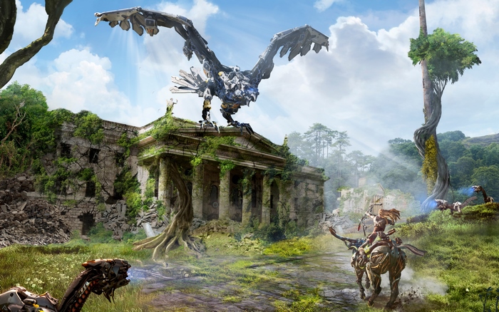 Aloy from Horizon Zero Dawn with robotic bird
