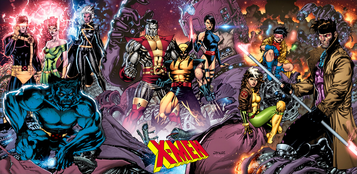 X-Men characters including Cyclops, Beast, Wolverine, and Gambit